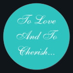 ウェディング招待状ロビンエッグブルー ラウンドシール<br><div class="desc">色付きロビン卵ブルーのカスタムウェディングロビン卵ブルーと白い招待状シール – Do It Yourself定期的に見て花嫁：USPS結婚式用シールに代わる選択肢は？これらははっきりしたあなた自身のスタイリッシュロビンの卵の青と白のエンベロープステッカーを作る結婚と、あなたがポストカードと自分の文房具キットを変えるのに完璧なアクセサリーと考えられている。の結婚Robin Egg Blueと白のステッカーあなた自身をパーソナライズすることができる – 結婚式招待状文房具のための結婚式の招待状はパケットを設定する。</div>