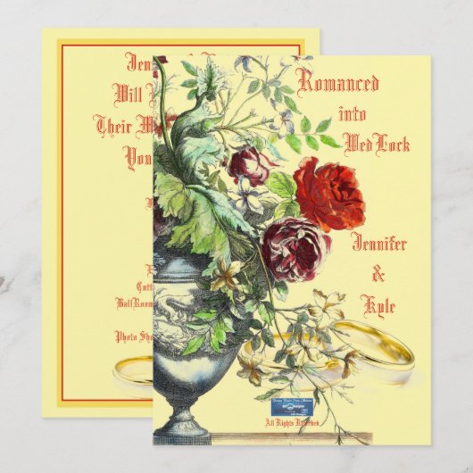 ウェディング招待状1 クリーム（ロマンス）RFPMデザインズ©️2024 招待状 (正面/裏面)