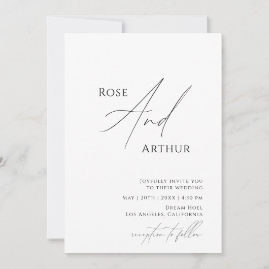 ウェディング招待状 おしゃれ ミニマル  招待状 (正面)