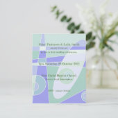 ウェディング招待状 アブストラクト パステル パープル グリーン (スタンド正面)