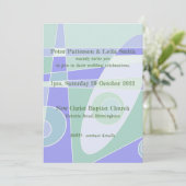 ウェディング招待状 アブストラクト パステル パープル グリーン 招待状 (スタンド正面)