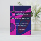 ウェディング招待状 アブストラクト ホットピンク パープル (スタンド正面)