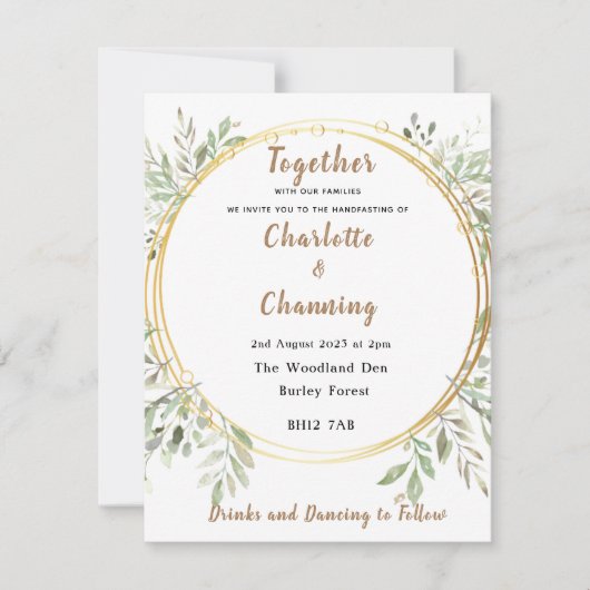 ウェディング招待状 | エレガント | RSVP | ハンドファスティング 招待状 (正面)