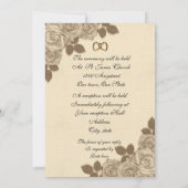 ウェディング招待状 セピア ローズ リネン 招待状 (裏面)