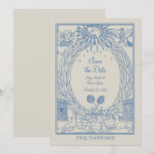 ウェディング招待状 タロット テーマ - 保存日 - 青 招待状 (正面/裏面)