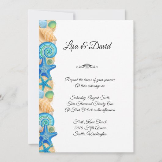 ウェディング招待状-ビーチシェル招待状 招待状 (正面)