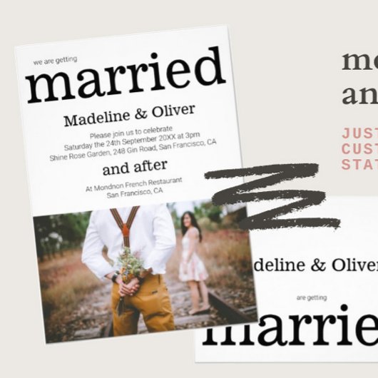 ウェディング招待状 フォト モダン シック 招待状