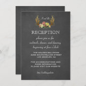 ウェディング招待状 | フローラル アントラー チャーク 披露宴 招待状 (正面/裏面)