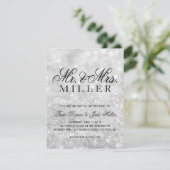 ウェディング招待状 - ライトシルバー グリッター ファブ 招待状 (スタンド正面)