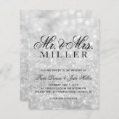 ウェディング招待状 - ライトシルバー グリッター ファブ 招待状 (正面/裏面)