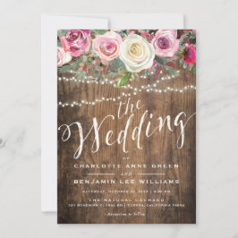 ウェディング招待状 | ラスティックウッド フローラル ライト 招待状