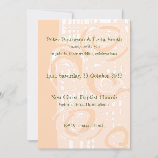 ウェディング招待状 文化 モザイク 花 ピンク 招待状 (正面)