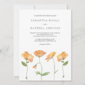 ウェディング招待状 水彩 オレンジ色のポピー 招待状 (正面)