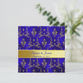 ウェディング招待状--青と金 招待状 (スタンド正面)