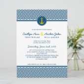 ウェディング招待航海のいかりカスタムモノグラム 招待状 (スタンド正面)