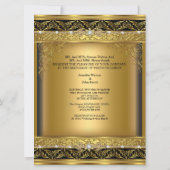 ウェディング招待金属金ゴールドブラックダイヤモンド 招待状 (裏面)