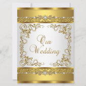 ウェディング招待金属金ゴールドホワイトダイヤモンド 招待状 (正面)