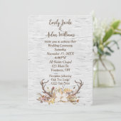 ウェディング招待鹿〔雄ジカの〕枝角オン樺の木 招待状 (スタンド正面)