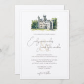 ウェディング招待 – 水の色の歴史的城 招待状 (正面/裏面)