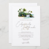 ウェディング招待 – 水の色の熱帯ビーチ 招待状 (正面/裏面)