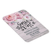 ウェディング日付のエレガントフローラ素朴木材 マグネット (右側)