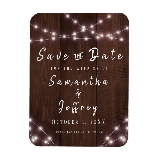 ウェディング日付のストリングラ素朴イトウッドを保存 マグネット (縦)