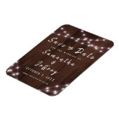 ウェディング日付のストリングラ素朴イトウッドを保存 マグネット (左側)