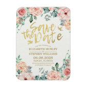 ウェディング日付のフローラエレガント文字列ライトを保存 マグネット (縦)