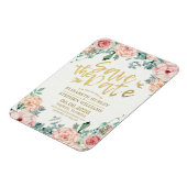 ウェディング日付のフローラエレガント文字列ライトを保存 マグネット (左側)