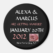 ウェディング日付のラウンドマグネットを保存 マグネット (正面)