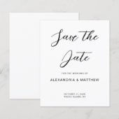 ウェディング日付の保存シンプル招待状 (正面/裏面)