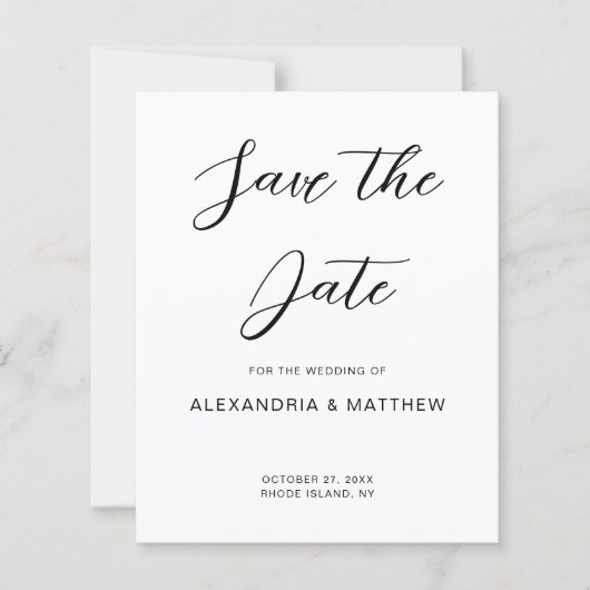 ウェディング日付の保存シンプル招待状 (正面)