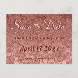 ウェディング日付の保存バラ金ゴールド エレガント 案内ポストカード