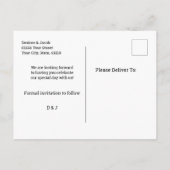 ウェディング日付の保存バラ金ゴールド エレガント 案内ポストカード (裏面)