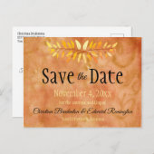 ウェディング日付の保存ミニマル紅葉 案内ポストカード (正面/裏面)