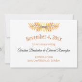 ウェディング日付の写真の紅葉を保存素朴 セーブザデート (裏面)