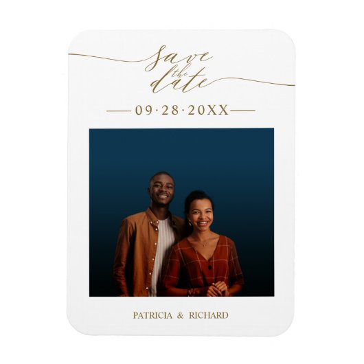 ウェディング日付の写真を保存 マグネット (縦)