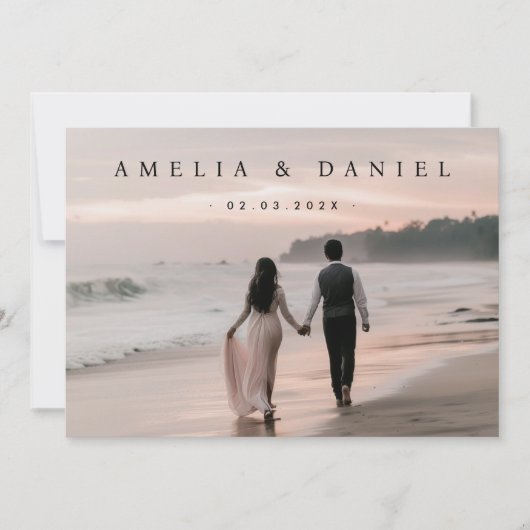 ウェディング日付の写真カスタムカードを保存 招待状 (正面)