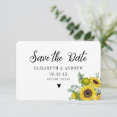ウェディング日付ひまわりフローラの保存 サンキューカード (スタンド正面)