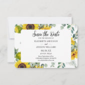 ウェディング日付ひまわりフローラの保存 サンキューカード (裏面)