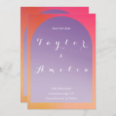 ウェディング日付を保グラデーション存ボホアーチ セーブザデート (正面/裏面)