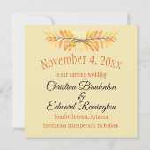 ウェディング日付を保ミニマル存素朴葉写真写真 案内状 (裏面)