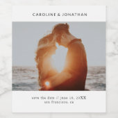 ウェディング日付を保存するフォトシンプルホワミニマルイト ワインラベル (シングルラベル)