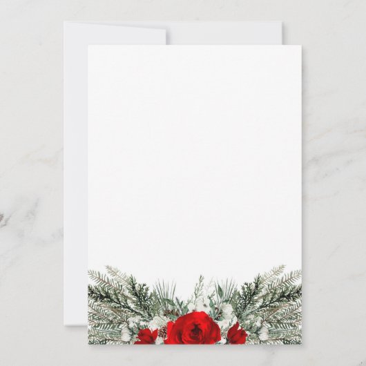 ウェディング日付を保存する冬の赤いバラのヴィンテージ 招待状 (裏面)