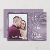 ウェディング日付を保存する古いラベンダーカスタムの写真 招待状 (正面/裏面)