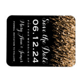 ウェディング日付を保存する星の落下金ゴールド マグネット (横)