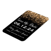 ウェディング日付を保存する星の落下金ゴールド マグネット (左側)