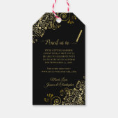 ウェディング日付を保存する鉛筆で私たち金ゴールドで黒 ギフトタグ (裏面)