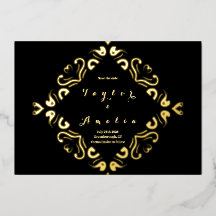 ウェディング日付を保存する黒い実在金ゴールド