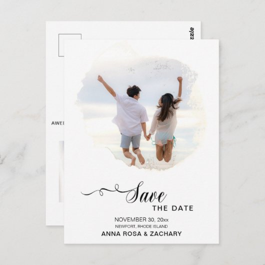 *~*ウェディング日付を保存ウェブサイトQR写真AR6 ポストカード (正面/裏面)